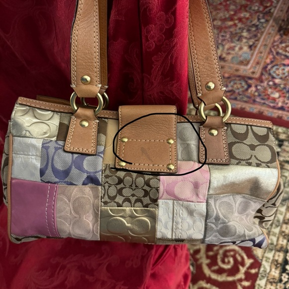 Coach Leather Suede & Canvas Patchwork Bag # F13335 - Picture 7 of 11